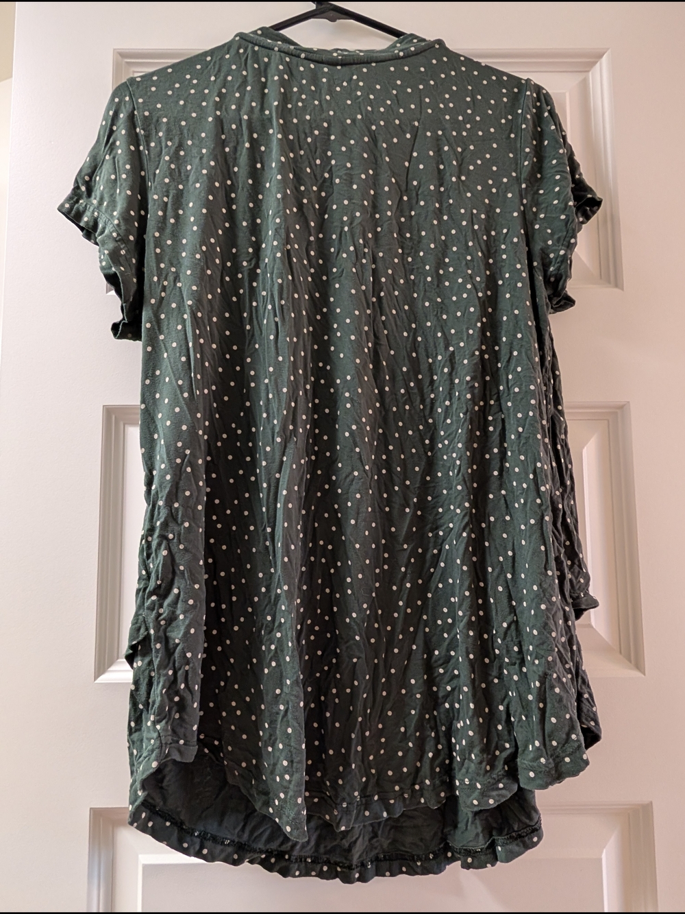 Latched Mama Dark Green V-Neck Polka Dot Blouse - Picture 2 of 5